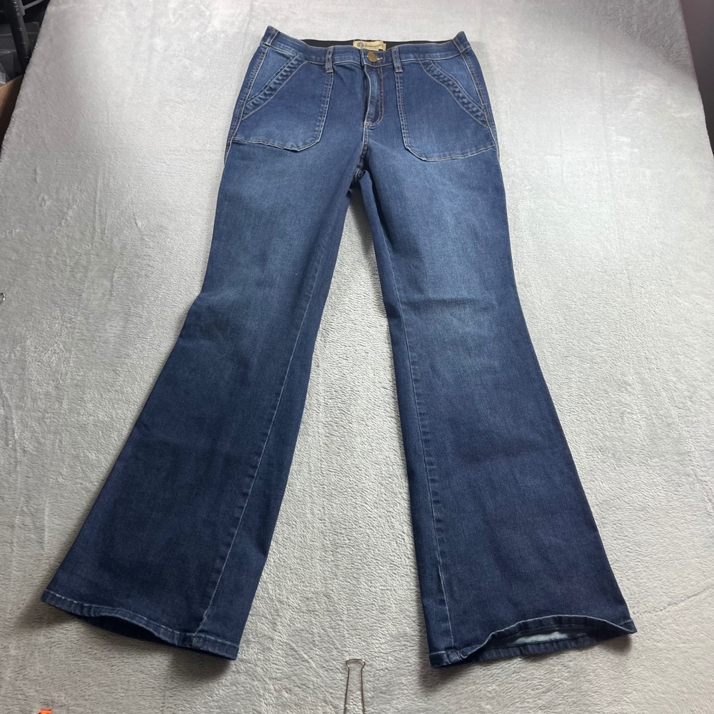 Democracy Womens Ab Technology Flare Leg Jeans Blue Patch Pocket Size 10